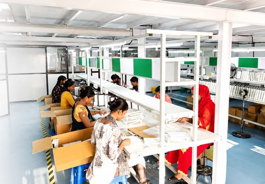 Technicians working on the WiMaC assembly line